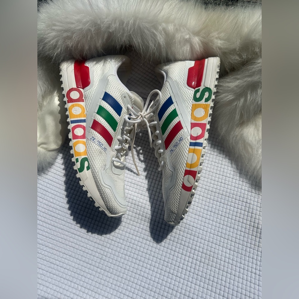 Adidas White Sneakers with Colorful Accents